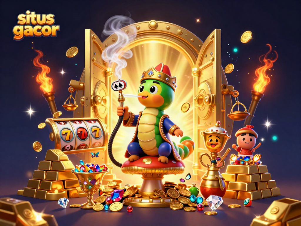 Experience the magic of situs gacor with thrilling slot reels and a vibrant 3D illustration.