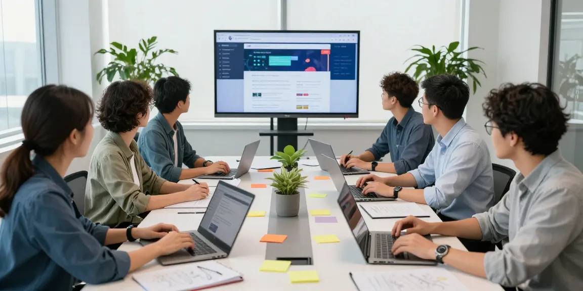 Team collaborating in a modern office using the WPS Official Website for project planning and presentations