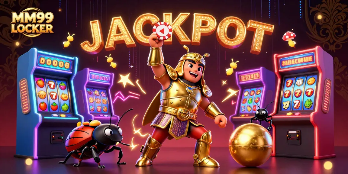 Experience the excitement of MM99 LOCKER with unique characters and casino-themed elements in a dynamic scene.
